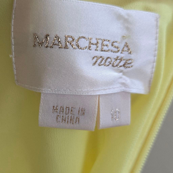 Marchesa Notte Yellow Slip Spaghetti Strap Dress Size 10 - Picture 4 of 6
